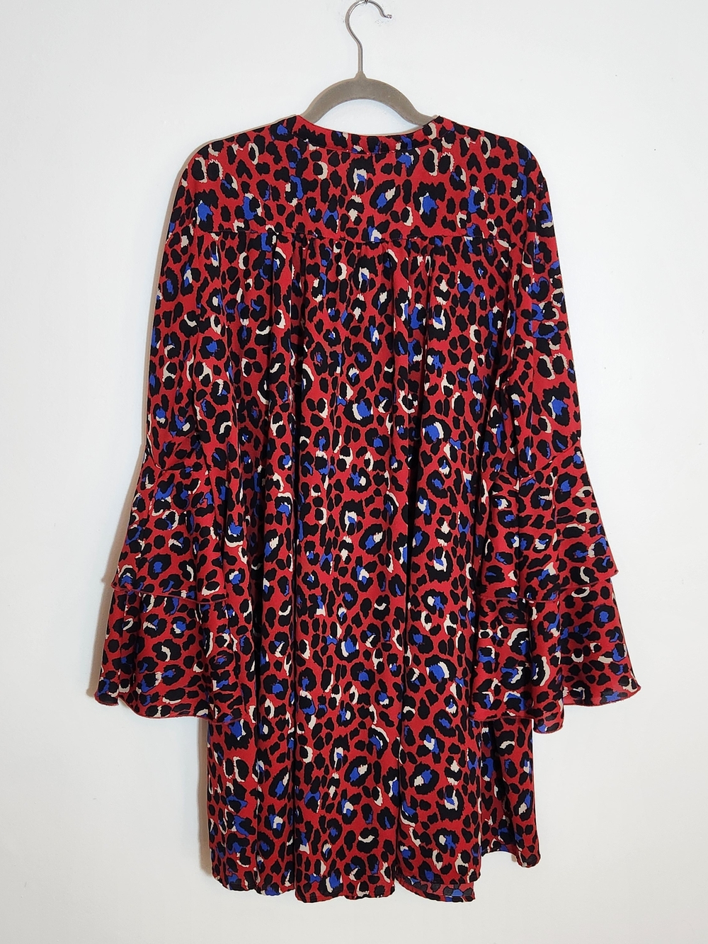 Umgee Red and Blue Leopard Print Boho Oversized Dress Size 1XL - Picture 5 of 9